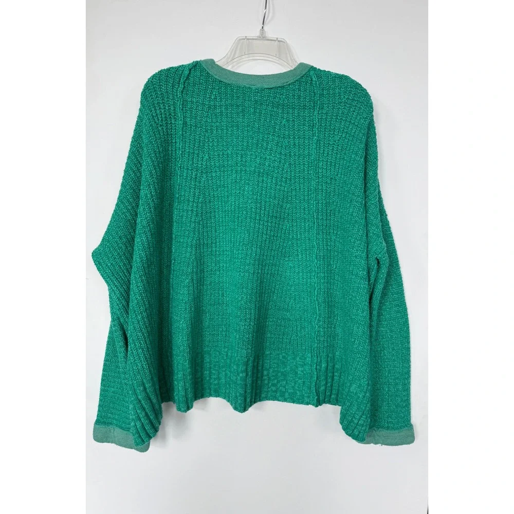Free People Take Over Me Chunky Oversized‎ Slouchy Knit Sweater Green XS/S Boho
